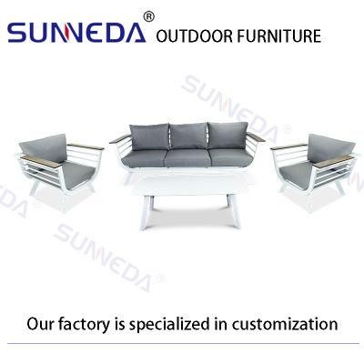 Three Person Sofa with Small Tea Table and Waterproof Back Cushion