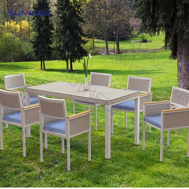 Modern Outdoor Patio Garden Sets Cast Aluminium Rattan Dining Chairs Wholesale Custom