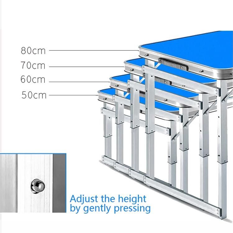 Height Adjustable Folding Table with 4 Folding Chairs