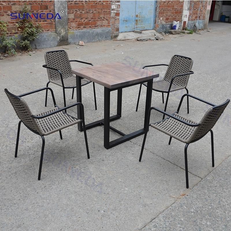 Teak Wood Outdoor Table Garden Aluminum Furniture Dining Table Set for Hotel Dining Room