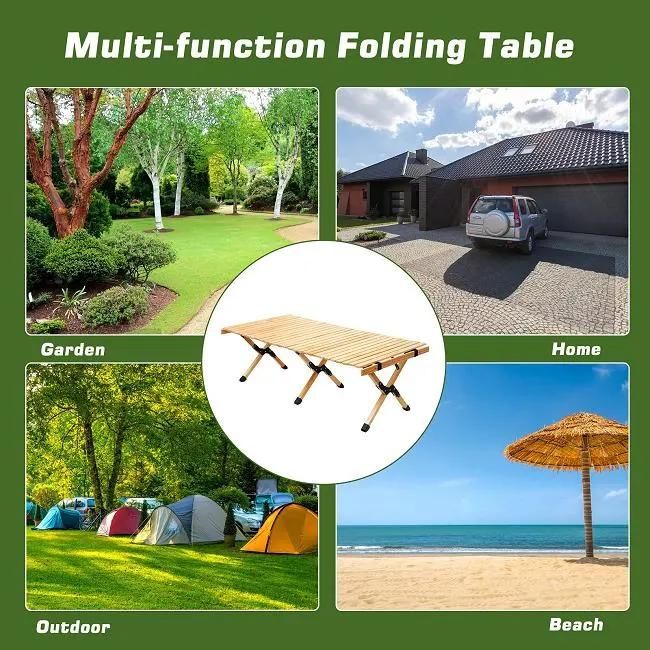 2022 Great Price Sturdy Solid Material Natural Wood Camping Table