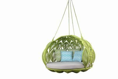 Green Color Double Garden Swing Patio Project Furniture for Outdoor Sunbed