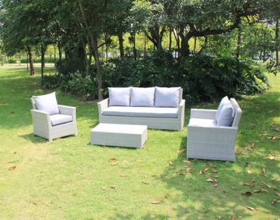 3 Years Fabric+High Density Foam White Outdoor Wicker Furniture Sets