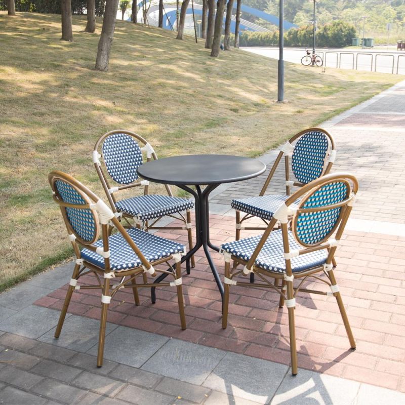 Antique Style Furniture Bamboo Look Woven Rattan French Bistro Chairs Dining Chair Metal Chair Home Furniture Modern