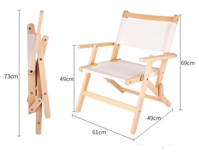 Foldable Wood Beach Made of Hard Wook and Canvas for Picnic Lawn Patio and Outdoors Camping Chair