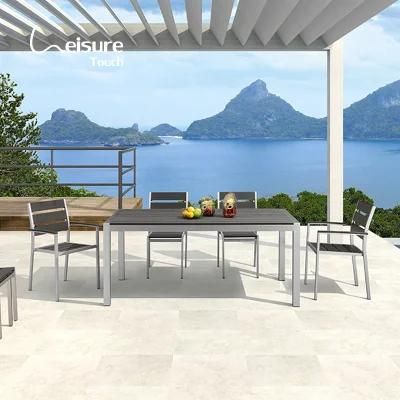 Hot Selling Balcony Outdoor Aluminum Dining Table Garden Set with Plastic Wood Chairs - Marley (Ready To Ship)