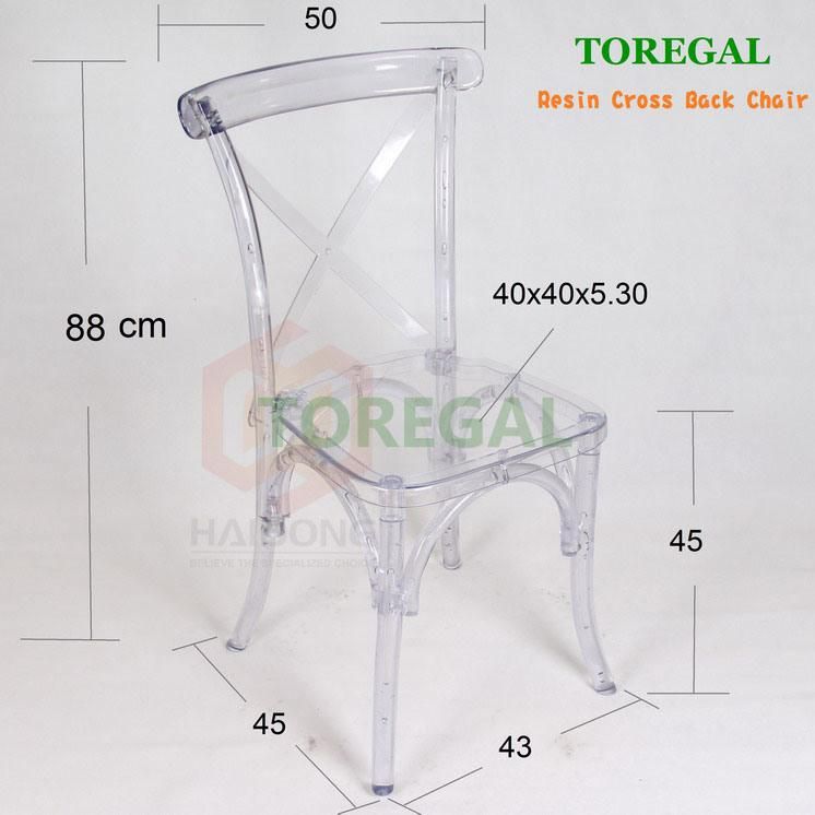 Transparent Clear PC Plastic Acrylic X Wedding Cross Back Chairs