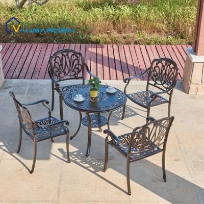 Diameter 80cm Antique Cast Aluminum Patio Dining Set Furniture Outdoor