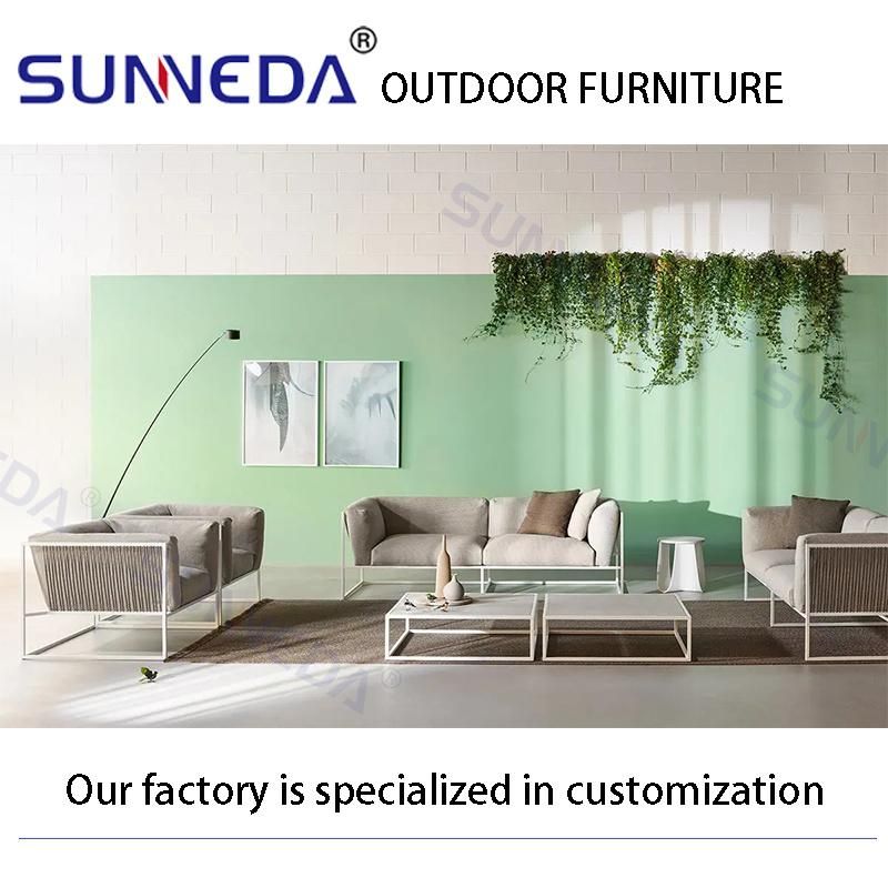Simple Style Aluminum Frame and Waterproof Round Rope Garden Courtyard Sofa Furniture