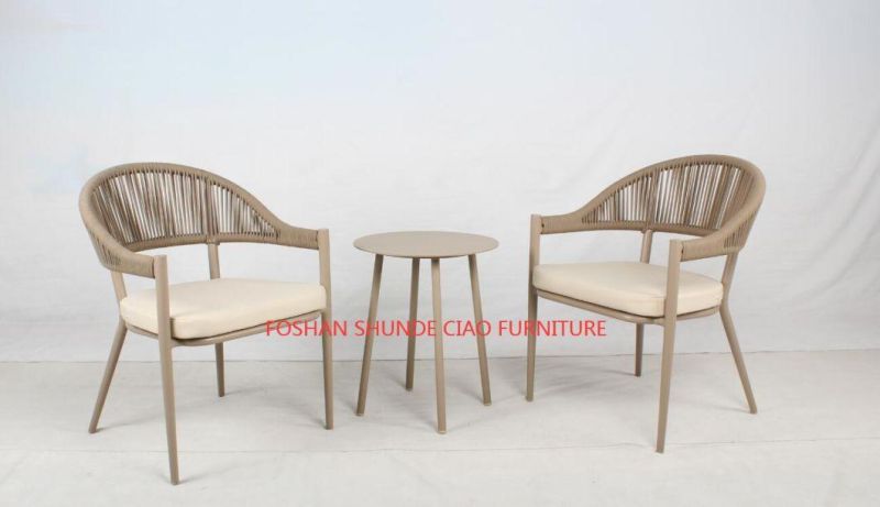 Garden Use Aluminum Frame Rope Weaving Table and Chairs Outdoor Furniture