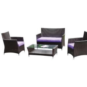 Outdoor Garden Rattan Wicker Conversation Furntiure Sofa Set Welded Frame