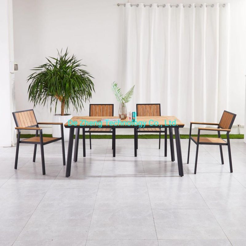 Outdoor Aluminum Patio Plastic Wood Outdoor Table Set Picnic Garden Furniture