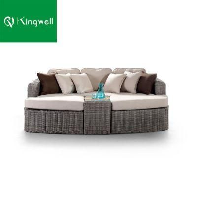 4 Pieces Synthetic Rattan Furniture Lounge Daybed for Outdoor Pool