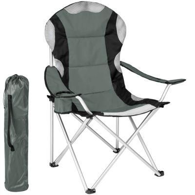 Portable Padded Folding Chair for Outdoor Camping Fishing with Armrest Cup Holder Carrying Case Induced