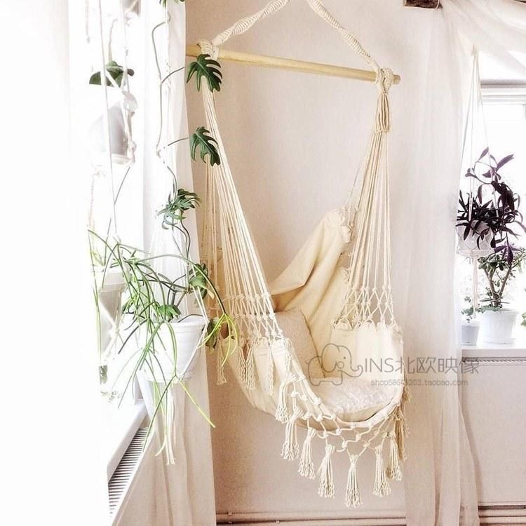 Cotton Rope Knitting Hanging Bohemian Hanging Basket Chair