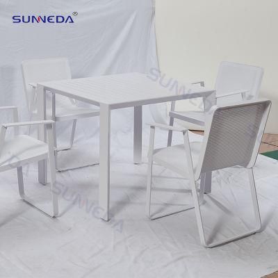Wholesale Modern Style Outdoor Garden Hotel Cafe Coffee Aluminum Bar Square Long Rectangular Table Chair Set