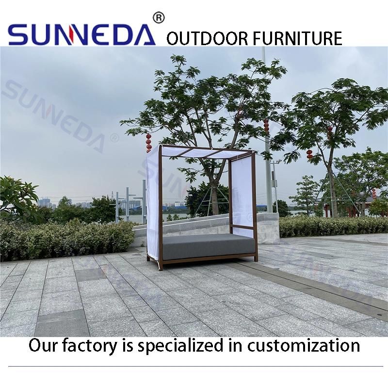 Outdoor White Sun Shade Aluminum Frame Sofa Bed Furniture