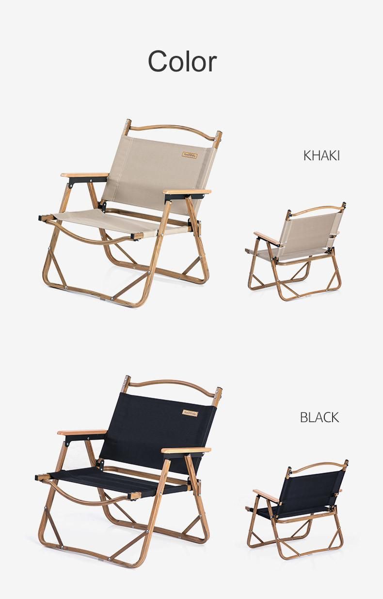 Outdoor Chair Camping Wood Grain Chair Aluminum Folding Moon Chair