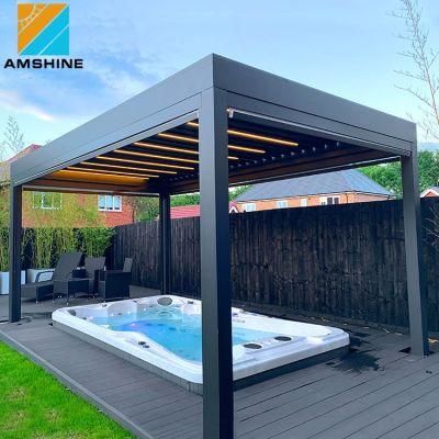 Garden Type Luxury Aluminium Frame Electrical Opening Louvre Roof Pavilion Aluminum Pergola 3X3 for Outdoor Living