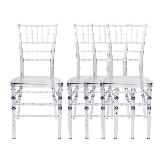 Clear Transparent Acrylic Crystal Tiffany Chiavari Chairs for Hotel Wedding