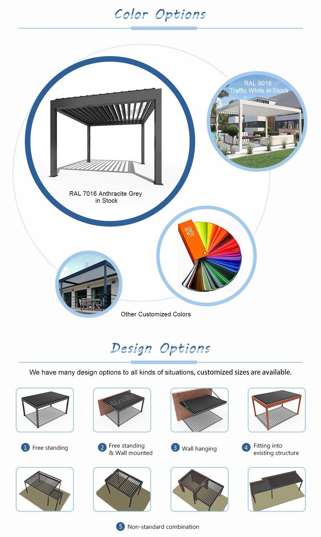 Hot Selling Pergola Powder Coating Louvered Gazebo for Sunshade