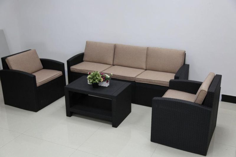 Five Seat PP Resin Rattan Injection Sofa Set