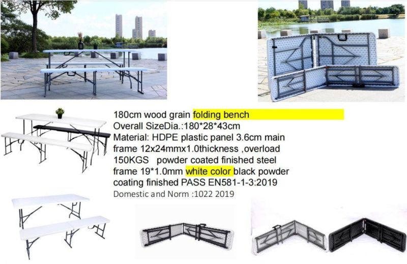White Color Garden Cheapest 6FT Folding Bench