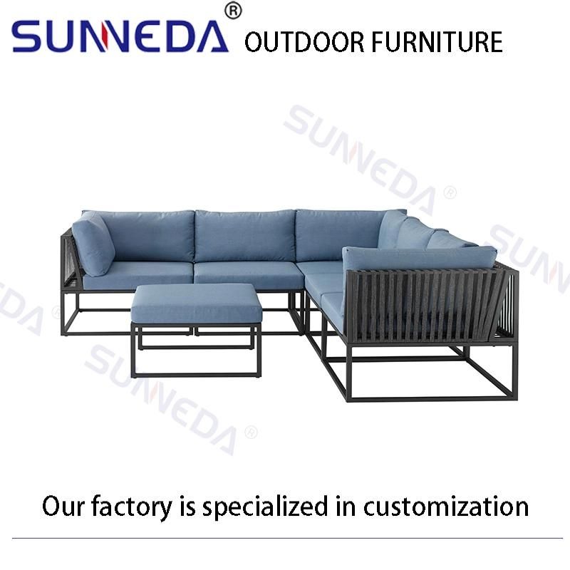 Woven Rope Blue Sofa Set Garden Outdoor Furniture