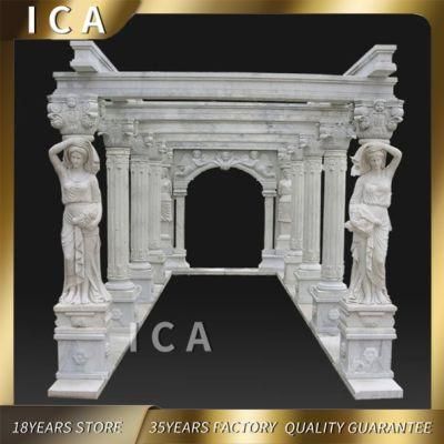 Large Rectangle Marble Outdoor Marble Gazebo with Statue