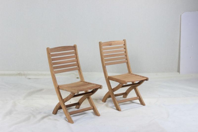 Space Saving Leisure Teakwood Material Folding Side Chair Outdoor Furniture