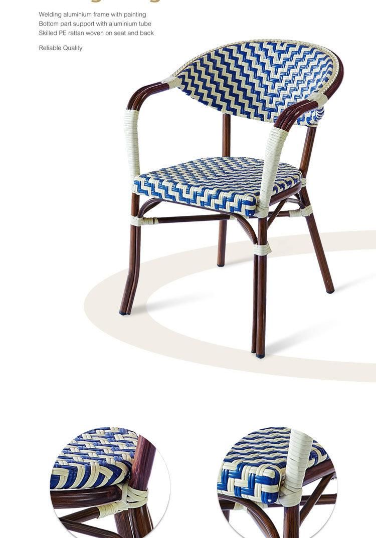 China Wholesale Outdoor Dining Restaurant Stackable Aluminum Rattan Furniture