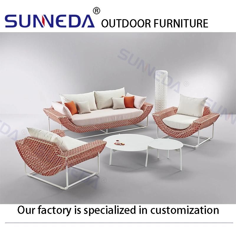 Casual Nice Outdoor Wicker Rattan Chair Mixed Color Sofa Garden Set Aluminum