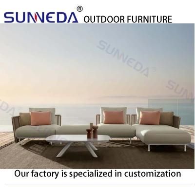 Acrylic Cushion Outdoor Courtyard Artistic Leisure Sofa with Aluminum Table