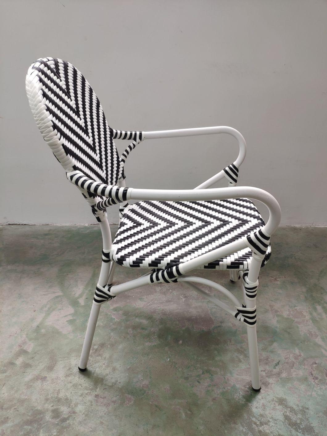 Modern Fashion Bistro Restaurant Flat Rattan Outdoor Furniture French Rattan Chair