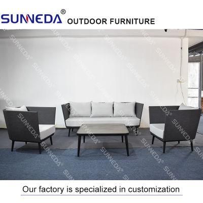 Outdoor Furniture Fabric Sofa with Aluminum Frame Cushion Simple Modern 3 Seat Garden Sofa Set