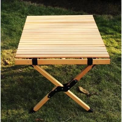 Outdoor High Quality Kids Picnic Portable Beech Wooden Foldable Camping Egg Roll Table