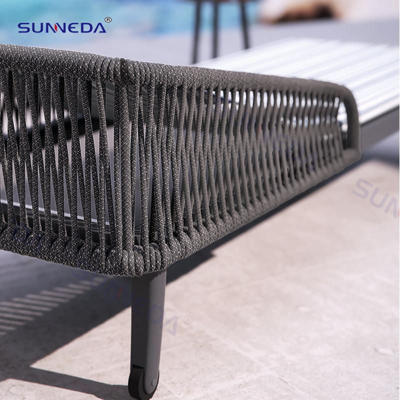 Hotel Leisure Webbing Aluminum Sun Lounge Poolside Outdoor Daybed