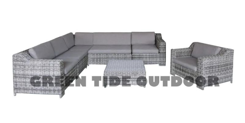 Outdoor Garden Patio Furniture L Shape Rattan Wicker Lounge Sofa Set 7PCS