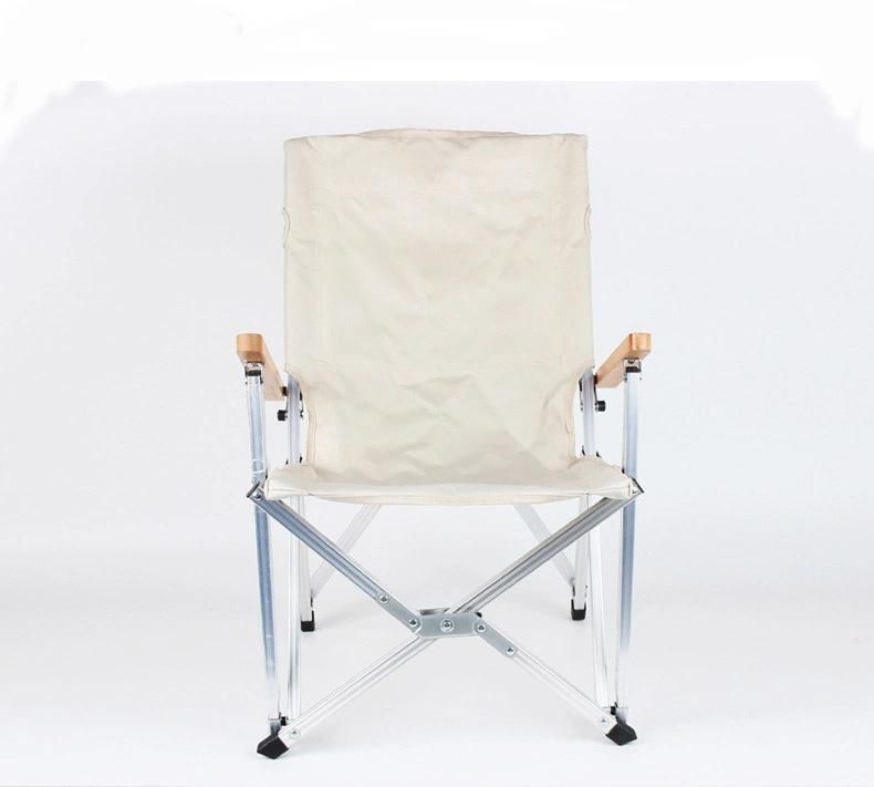 Aluminum Customized Beech Foldable Solid Wood Armrest Folding Outdoor Camping Chair