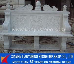 Garden Furniture White Marble Carved Bench