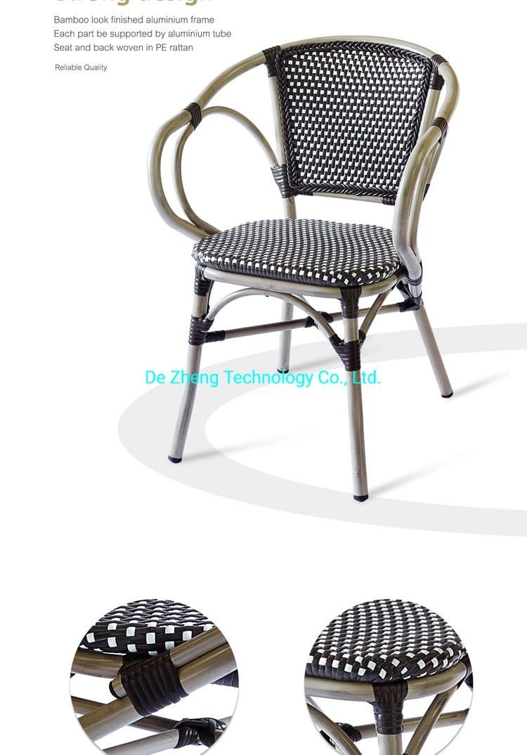 Leisure Outdoor Woven Rattan Restaurant Garden Wedding Furniture Bull Head Arm Chair