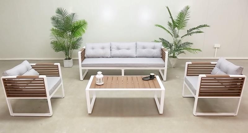 New Arrival Patio Aluminum Outdoor Garden Cushion Lounge Sofa Set