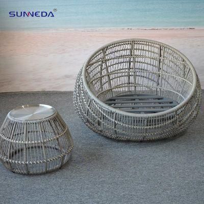 Sunneda Wicker Sunbed Double-Bed Wicker Daybed Garden Daybed with Cushion