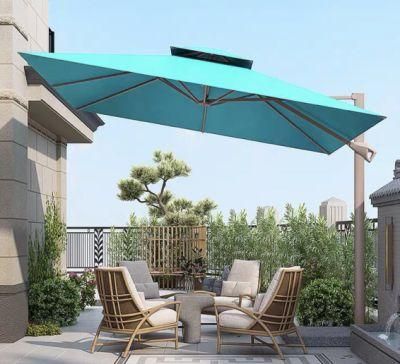Outdoor Garden Terrace Double Top Foldable Hydraulic Cantilever Umbrella