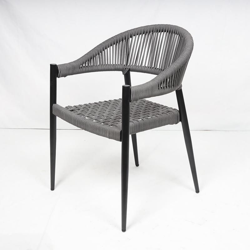 Outdoor Restaurant Black PE Woven Wicker Rattan Dining Chairs Furniture
