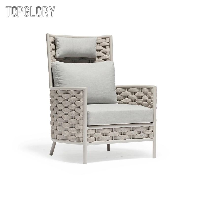 Modern Outdoor Leisure Garden Patio Hotel Home Furniture Rope Lounge Sofa with Pedal and Side Table