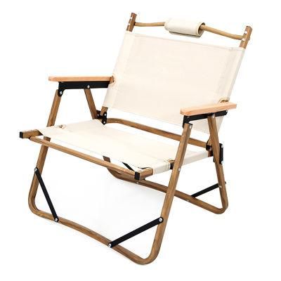 High Quality Canvas Chair Wood Grain Aluminum Portable Folding Camping Chair