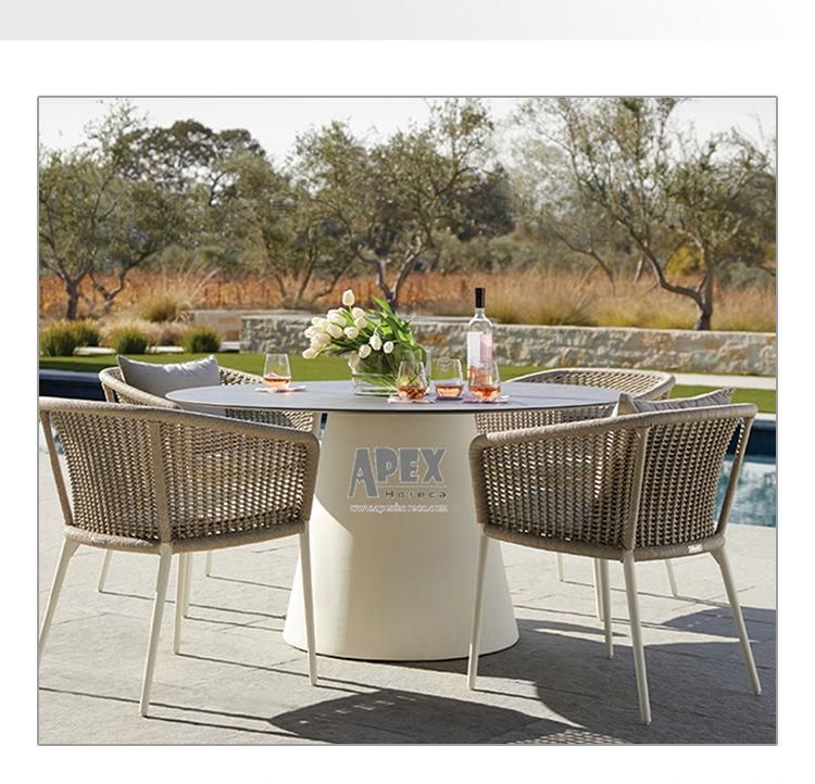 Morden Aluminium Garden Dining Set Aluminum Patio Furniture Sling Hemp Rope Chair