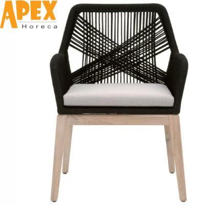 Aluminum Frame Olive Rope Woven Outdoor Dining Room Furniture Chair
