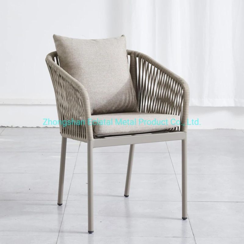 High Quality Colorful Bistro Dining Sets Outdoor Furniture Bar Garden Livingroom Rope Chair with Seat Cushion Pillow